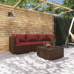 Garden Lounge Set Brown and Cinnamon Red