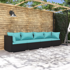 Garden Lounge Set Black PE rattan Modular set size Modu...