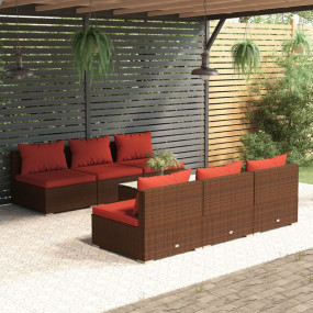 Garden Lounge Set Brown and Cinnamon Red