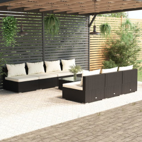 Garden Lounge Set Black, Cream
