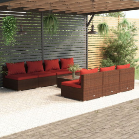 Garden Lounge Set Brown, Cinnamon red