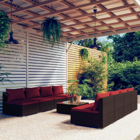 Garden Lounge Set Brown, Cinnamon Red