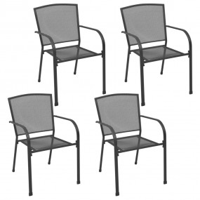 Outdoor Chair Set of 4 Anthracite Steel Medium Stackabl...