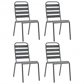 Outdoor Chair Set of 4 Dark Grey E-coated Steel Standar...