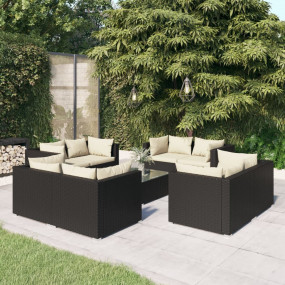 Garden Lounge Set Black