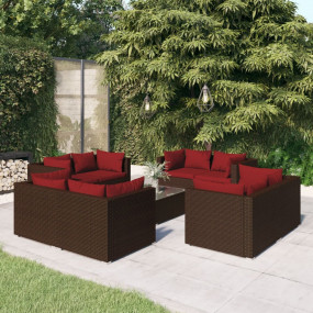 Garden Lounge Set Brown PE rattan 9-piece set Modular
