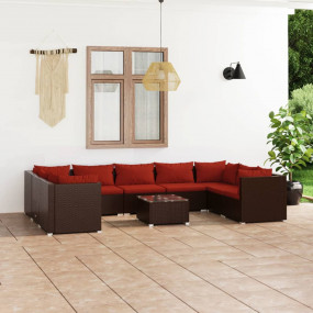 Garden Lounge Set Brown PE rattan Large Modular