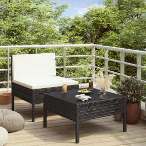 Garden Furniture Set Black PE rattan Medium Modular