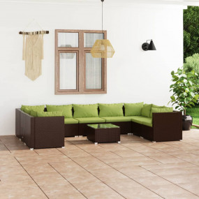 Garden Lounge Set Brown, Green