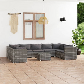 Garden Lounge Set Grey PE rattan Large Modular