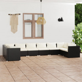 Garden Lounge Set Black PE Rattan 10 pieces Modular
