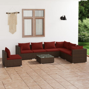 Garden Lounge Set Brown PE rattan Large Modular