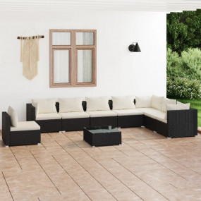 Garden Lounge Set Black