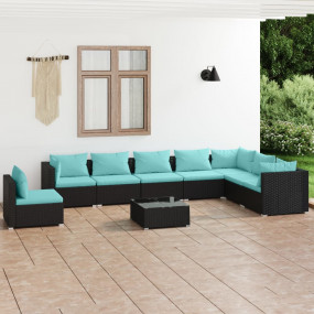 Garden Lounge Set Black