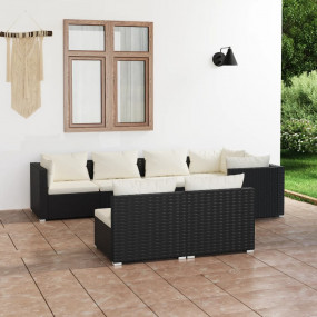 Patio Lounge Set Black, Cream PE rattan, Powder-coated ...