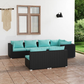 Garden Lounge Set Black and Water Blue