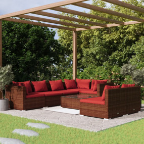Garden Lounge Set Brown and Cinnamon Red