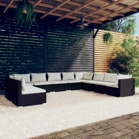 Garden Lounge Set Black, Cream