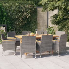 Patio Dining Set Set of 8 Grey, Dark Grey