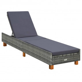 Sunbed Grey PE Rattan Standard Adjustable Armrests Sunb...
