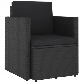 Patio Armchair Black PE rattan, Steel Single Removable ...
