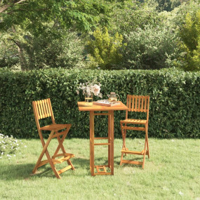 Outdoor Bar Set Natural Wood Solid acacia wood with an ...