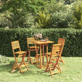 Outdoor Bar Set Natural Solid Acacia wood Standard Fold...