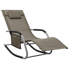 Sun Lounger Taupe Textilene Medium Foldable Folding Sun...