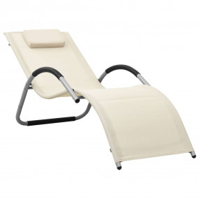 Sun Lounger Cream and Gray Textilene, Aluminum, Powder-...