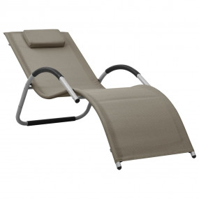 Sun Lounger Taupe and Gray Textilene, Aluminum, Powder-...