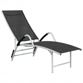 Sun Lounger Black and silver Textilene and aluminum Sta...