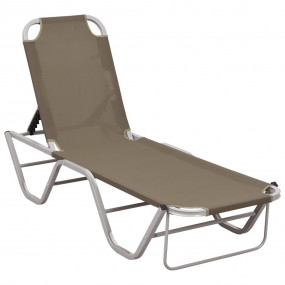 Sun Lounger Taupe Aluminum Standard Adjustable Armrests