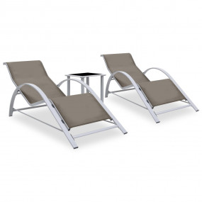 Sun Lounger Taupe Textilene, Aluminum, Steel Standard