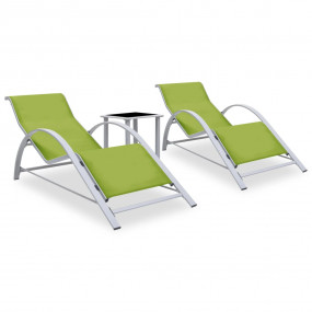 Sun Lounger Green Aluminum Standard Adjustable Armrests