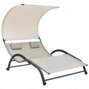 Sun Lounger Cream Textilene, Steel Double Sun Lounger