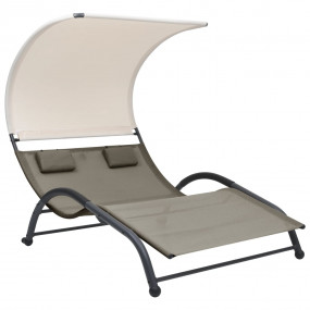 Sun Lounger Taupe Textilene, steel Double Double Sun Lo...