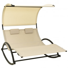 Sun Lounger Cream Textilene, Steel Double Sun Lounger C...