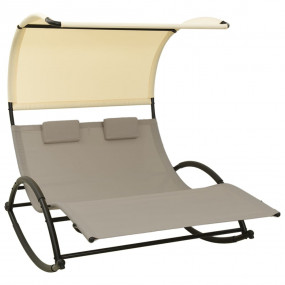 Sun Lounger Taupe and Cream Textilene, Steel Large
