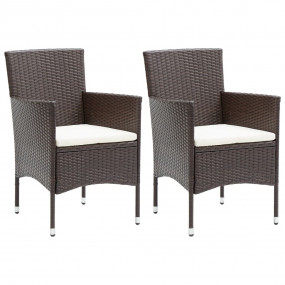 Chair Set of 2 Brown Poly rattan, powder-coated steel S...