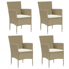 Garden Chair Set of 4 Beige, Cream white