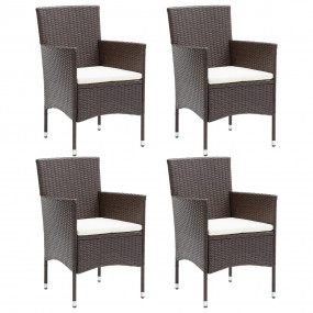 Garden Chair Set of 4 Brown Poly Rattan Standard Ergono...