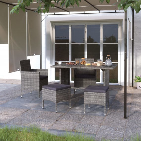 Garden Chair And Stool Set of 4 Grey