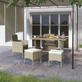 Garden Chair and Stool Set of 4 Beige, Cream White