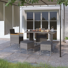 Garden Chair And Stool Set of 4 Grey