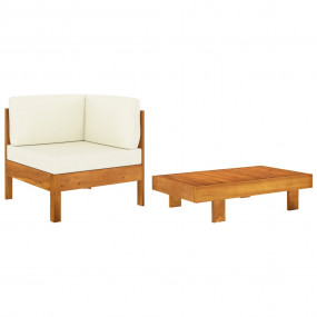 Wooden Lounge Set Cream White Solid Acacia Wood Standar...