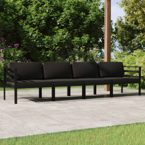 Garden Lounge Set Anthracite Aluminum, Polyester Large ...
