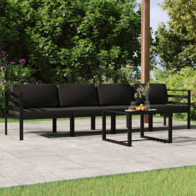 Garden Lounge Set Anthracite Aluminum Large Modular