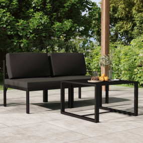 Garden Lounge Set Anthracite Aluminum 2-seater Modular