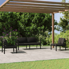 Garden Lounge Set Anthracite Aluminum, Polyester Standa...
