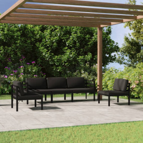 Garden Lounge Set Anthracite Aluminum Large Garden Loun...